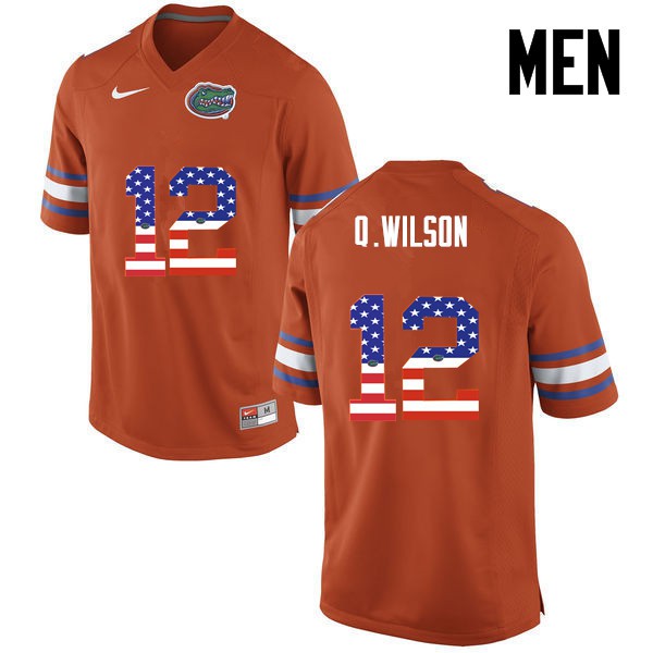Florida Gators Men #12 Quincy Wilson College Football USA Flag Fashion Orange